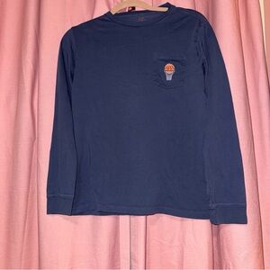 Vineyard Vines Navy Long-Sleeve Tee with Basketball Pocket Patch
